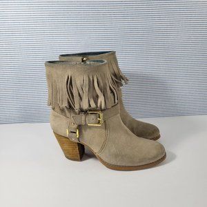 Ralph Lauren Mara Brown Suede Fringe Seamed Ankle Bootie Women's Size 6B
